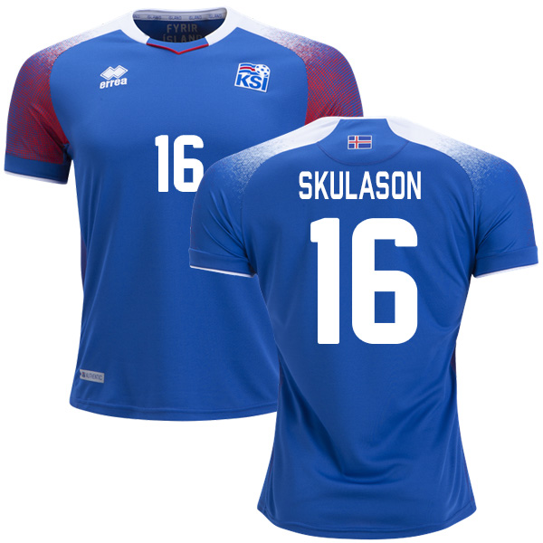 Iceland #16 Skulason Home Soccer Country Jersey